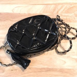 Black quilted clutch